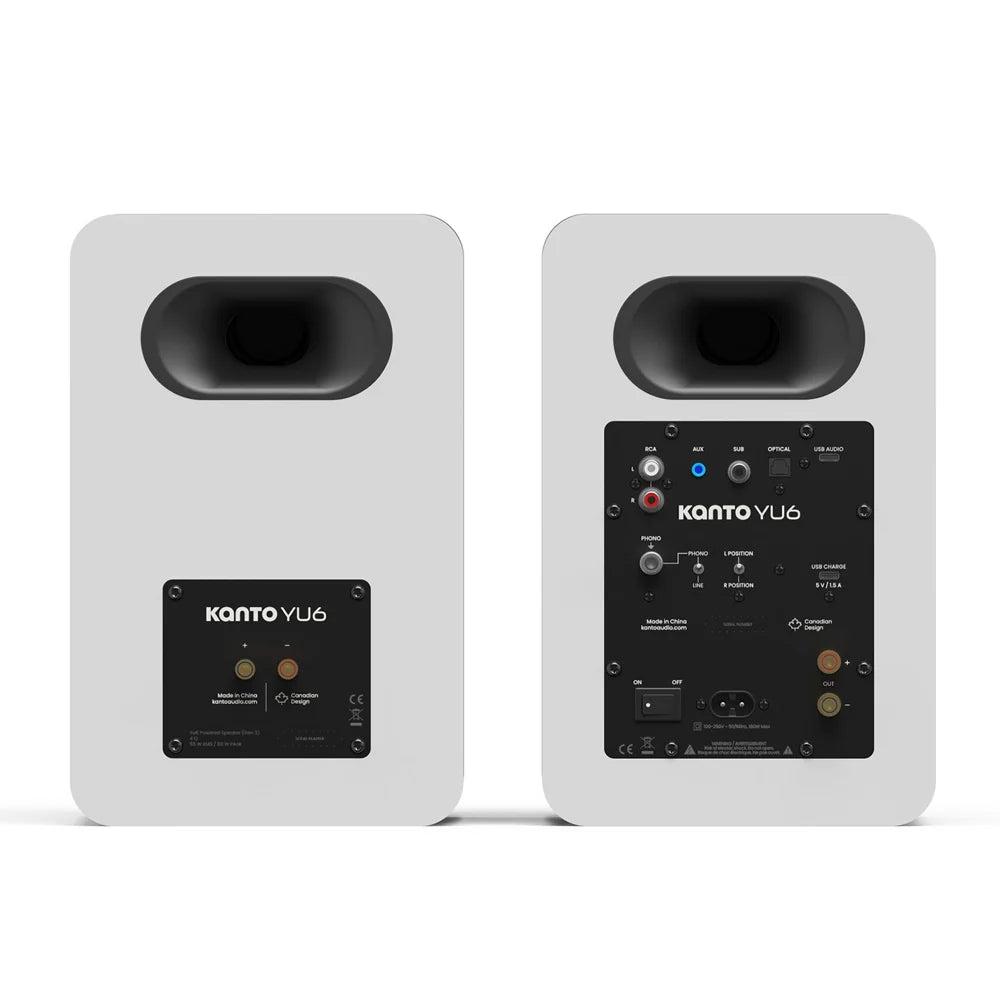 Kanto YU6 (2nd Gen) 200 W Powered Bookshelf Speaker with Bluetooth 5.3, Built-in Phono Preamp, USB-C and Optical Inputs - Matte Black Kanto
