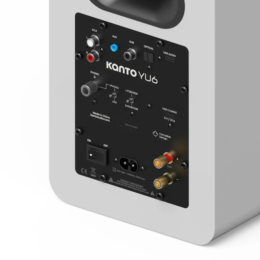 Kanto YU6 (2nd Gen) 200 W Powered Bookshelf Speaker with Bluetooth 5.3, Built-in Phono Preamp, USB-C and Optical Inputs - Matte Black Kanto